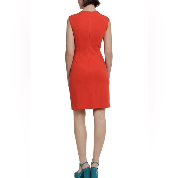 Donna Morgan Asymmetrical Neck with Ring Detail Sleek Shift Dress - Picture 3 of 6